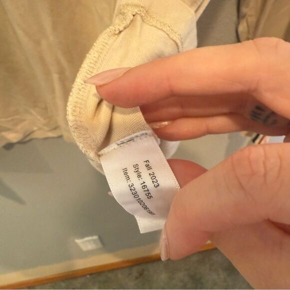 Marine Layer Beige Long Sleeve Shirt with Striped Accents L/XL - Picture 3 of 5